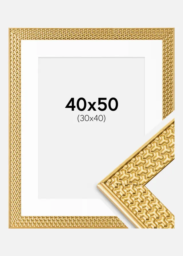 Ram med passepartou Frame Grace Gold 40x50 cm - Mounts White 31x41 cm