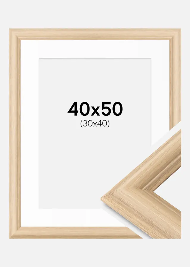 Ram med passepartou Frame Västkusten Oak 40x50 cm - Mounts White 31x41 cm