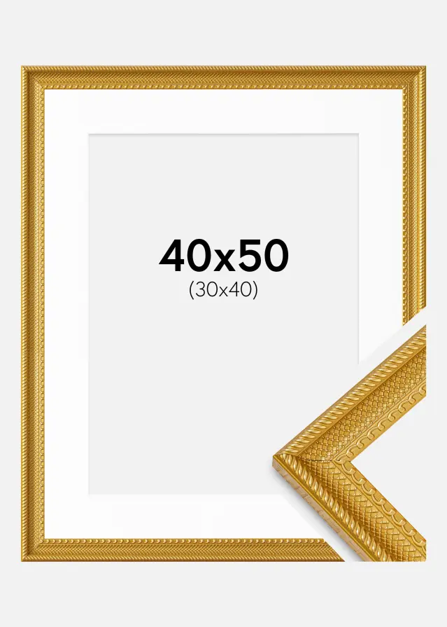 Ram med passepartou Frame Lattice Gold 40x50 cm - Mounts White 31x41 cm