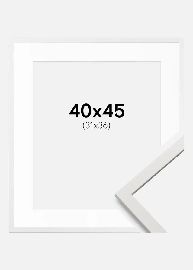 Ram med passepartou Frame Edsbyn White 40x45 cm - Mounts White 32x37 cm