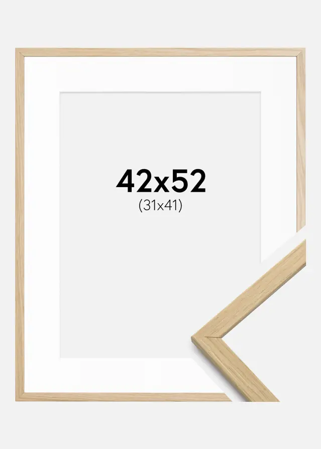 Ram med passepartou Frame Edsbyn Oak 42x52 cm - Mounts White 32x42 cm