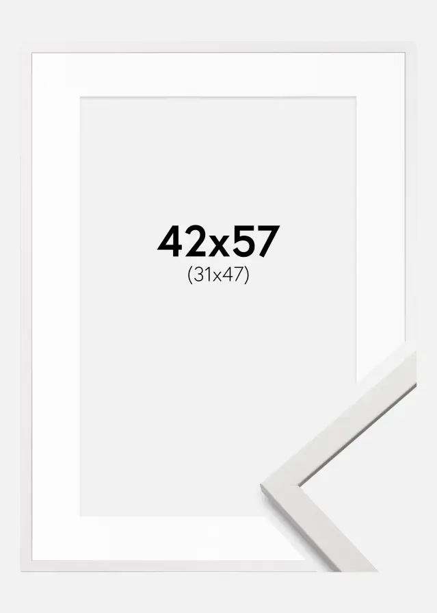 Ram med passepartou Frame Edsbyn White 42x57 cm - Mounts White 32x48 cm