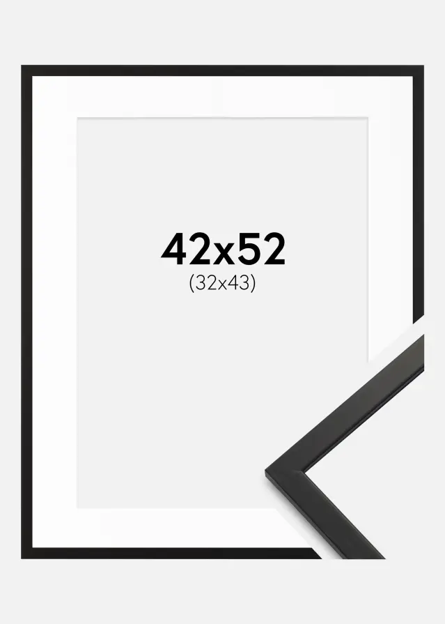 Ram med passepartou Frame Edsbyn Black 42x52 cm - Mounts White 33x44 cm