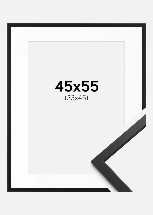 Ram med passepartou Frame Edsbyn Black 45x55 cm - Mounts White 34x46 cm