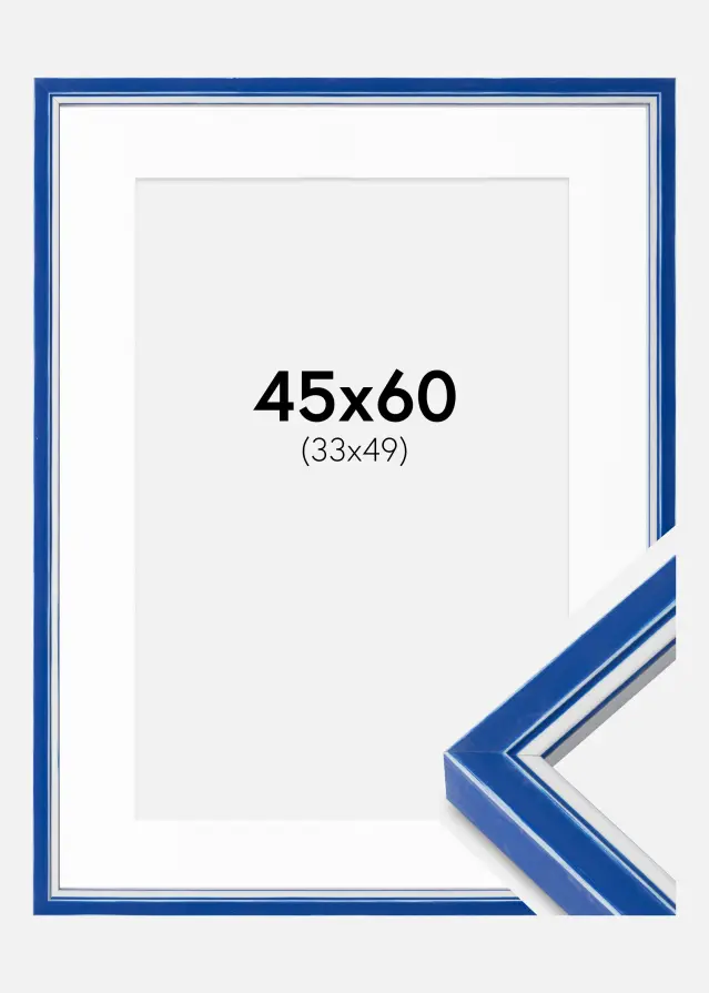 Ram med passepartou Frame Diana Blue 45x60 cm - Mounts White 34x50 cm