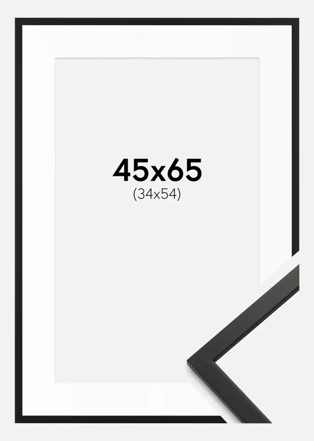Ram med passepartou Frame Edsbyn Black 45x65 cm - Mounts White 35x55 cm