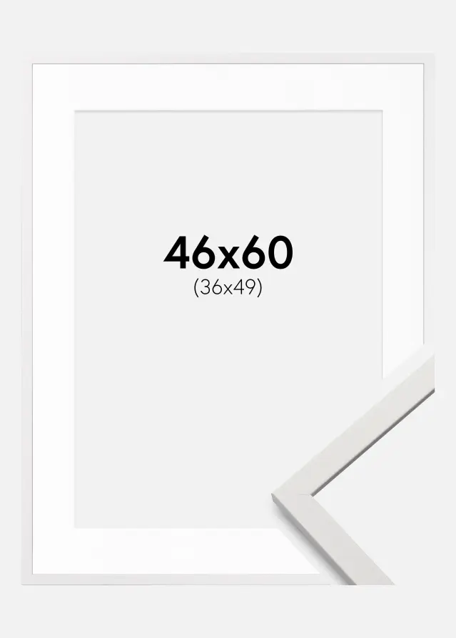 Ram med passepartou Frame Edsbyn White 46x60 cm - Mounts White 37x50 cm