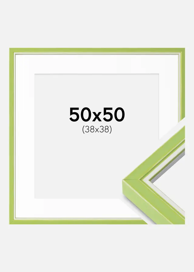 Ram med passepartou Frame Diana Light Green 50x50 cm - Mounts White 39x39 cm