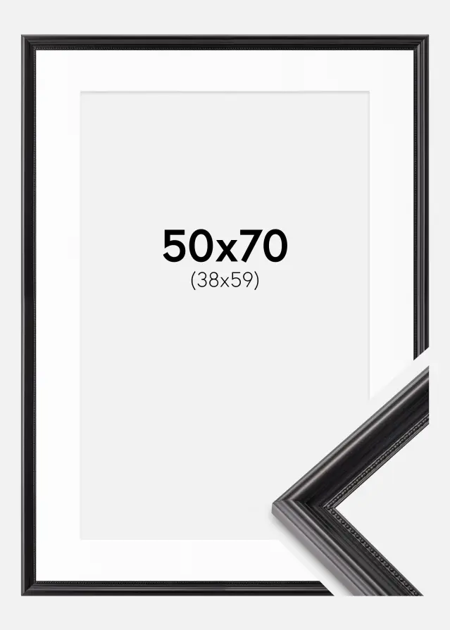 Ram med passepartou Frame Gala Black 50x70 cm - Mounts White 39x60 cm