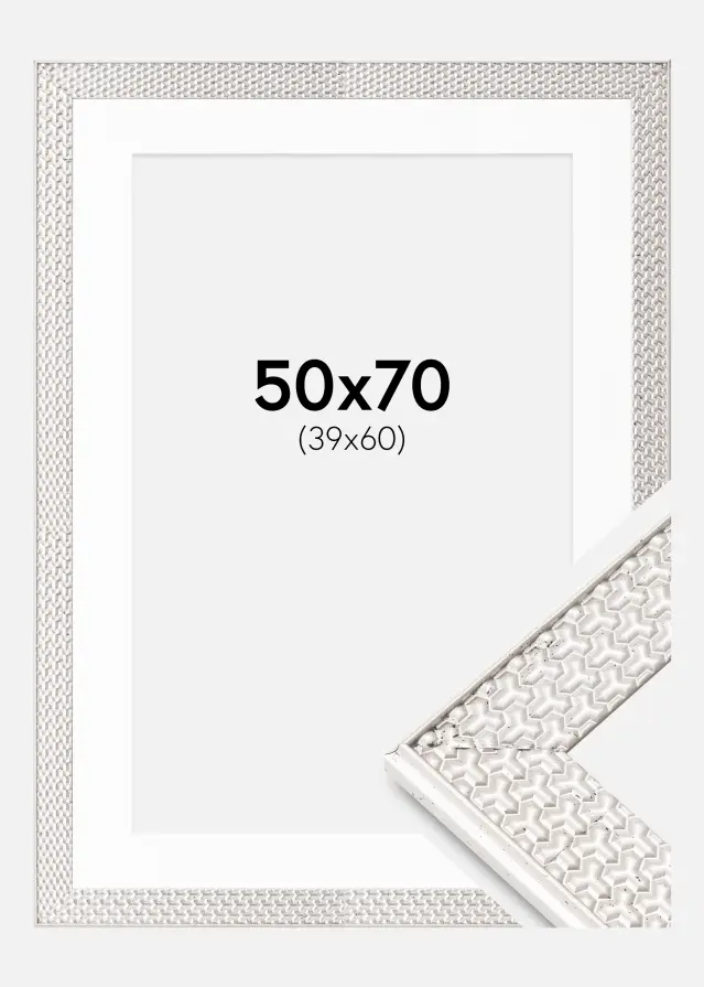 Ram med passepartou Frame Grace Silver 50x70 cm - Mounts White 40x61 cm