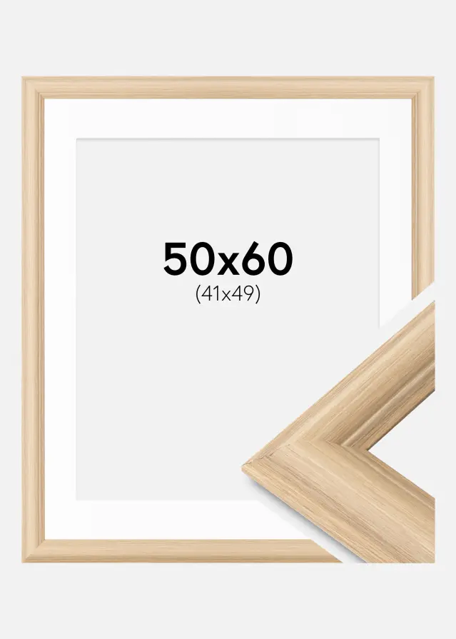 Ram med passepartou Frame Västkusten Oak 50x60 cm - Mounts White 42x50 cm