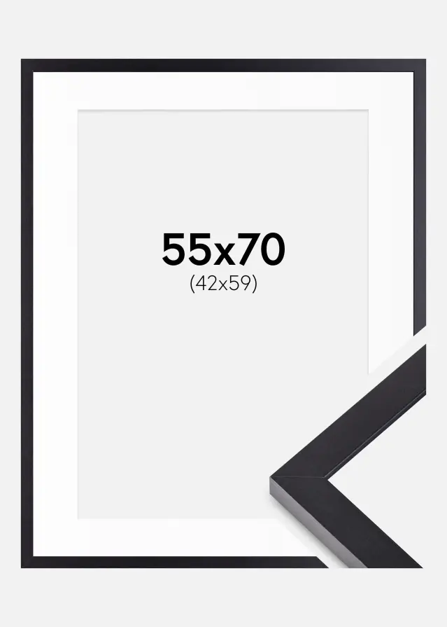 Ram med passepartou Frame Selection Black 55x70 cm - Mounts White 43x60 cm