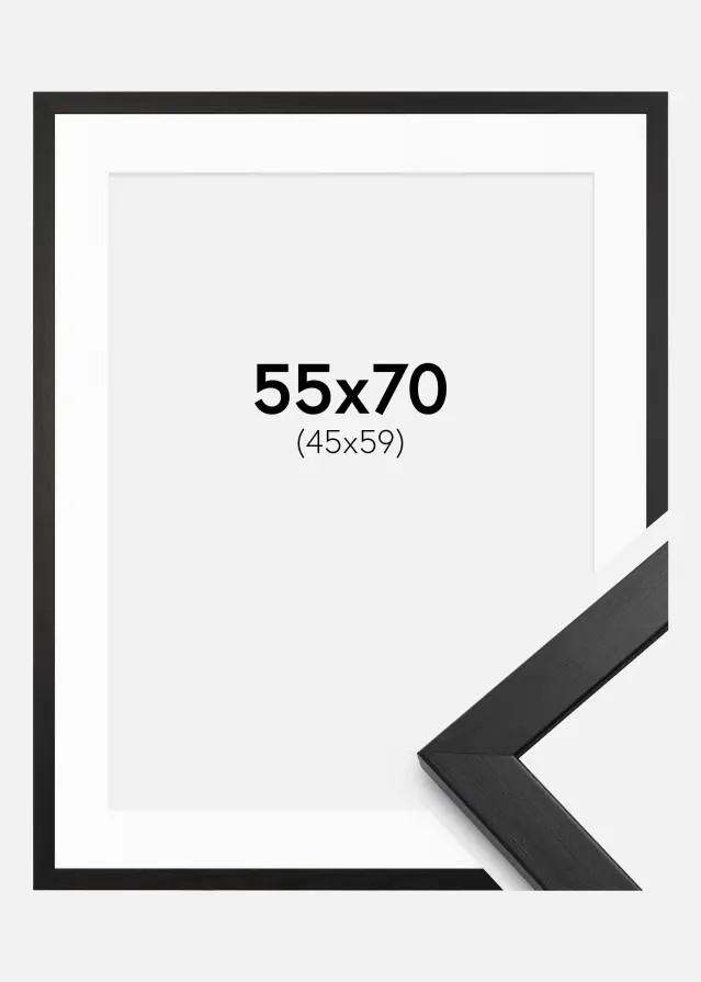 Ram med passepartou Frame Stilren Black 55x70 cm - Mounts White 46x60 cm