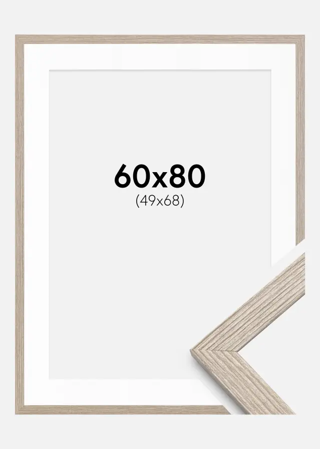 Ram med passepartou Frame Stilren Greige Oak 60x80 cm - Mounts White 50x69 cm