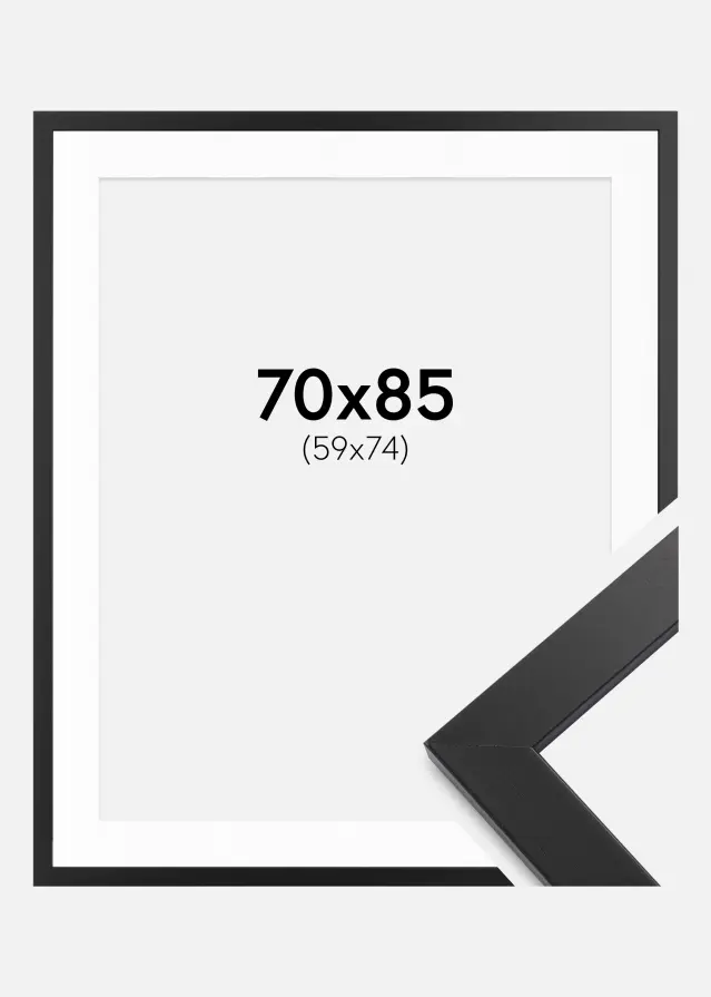 Ram med passepartou Frame Black Wood 70x85 cm - Mounts White 60x75 cm