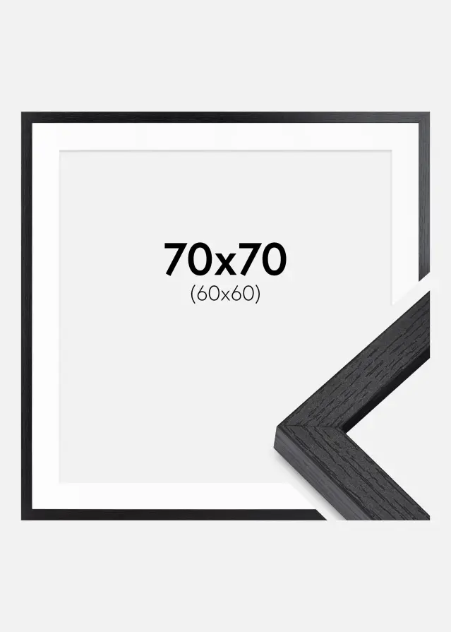 Ram med passepartou BGA Box Frame Black 70x70 cm - Mounts White 61x61 cm