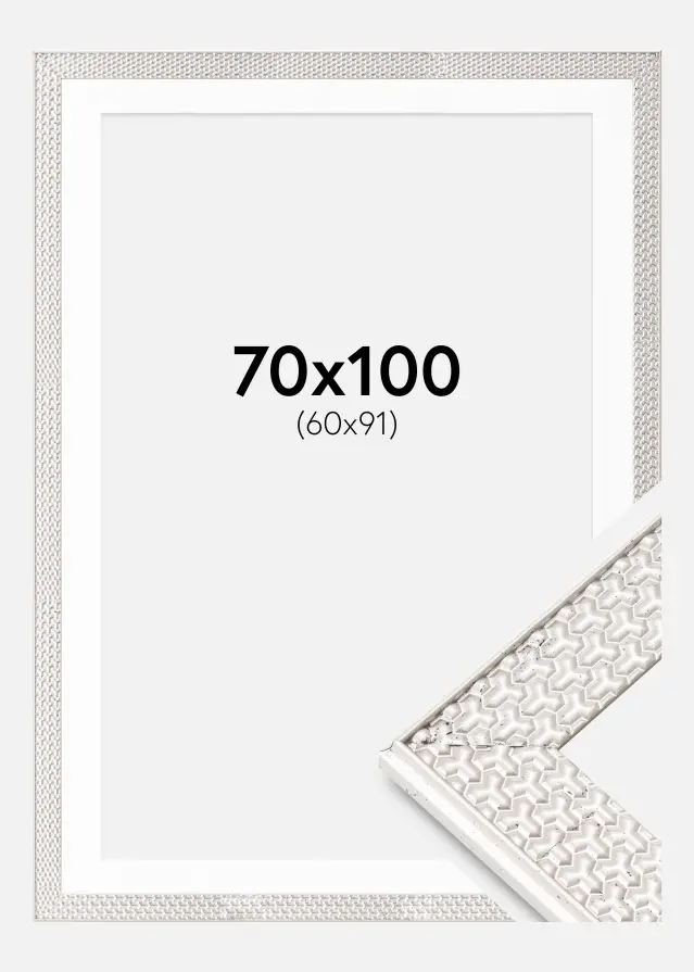 Ram med passepartou Frame Grace Silver 70x100 cm - Mounts White 61x92 cm