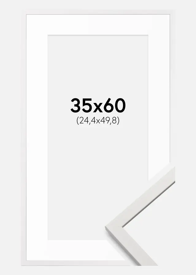 Ram med passepartou Frame Edsbyn White 35x60 cm - Mounts White 10x20 inches