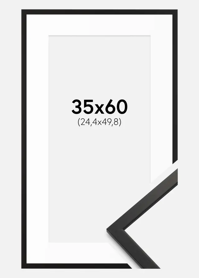 Ram med passepartou Frame Edsbyn Black 35x60 cm - Mounts White 10x20 inches