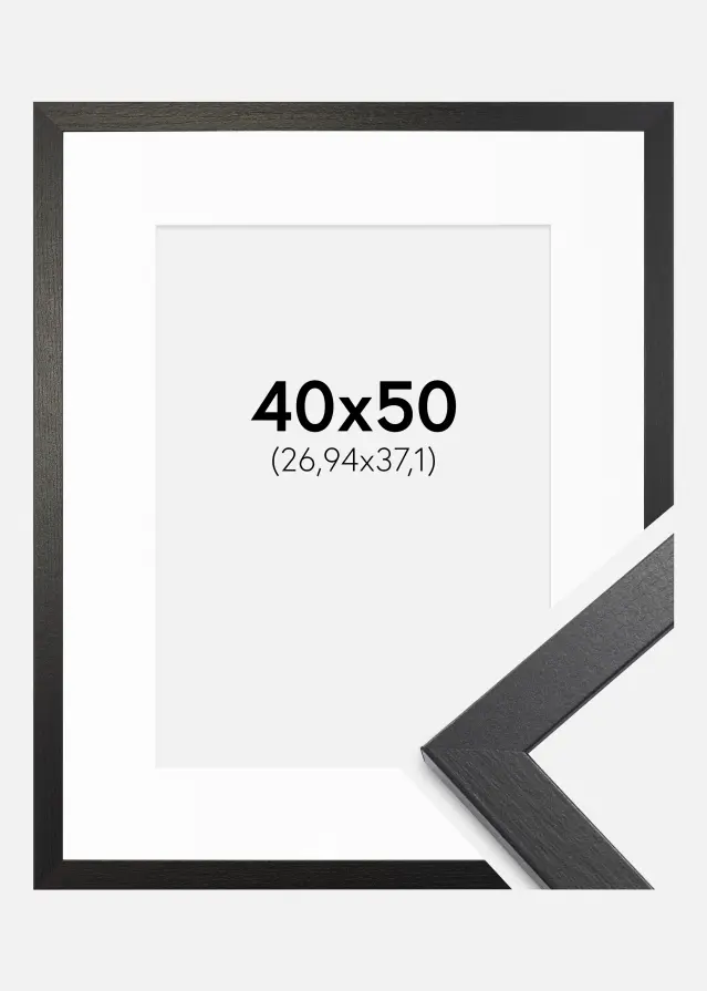 Ram med passepartou Frame Stilren Black Oak 40x50 cm - Mounts White 11x15 inches