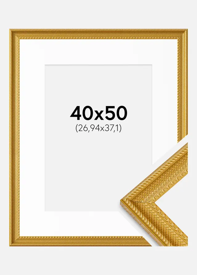 Ram med passepartou Frame Lattice Gold 40x50 cm - Mounts White 11x15 inches