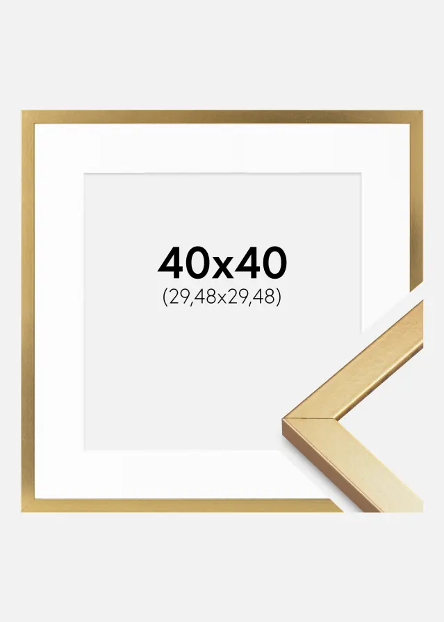 Ram med passepartou Frame Minerva Gold 40x40 cm - Mounts White 12x12 inches