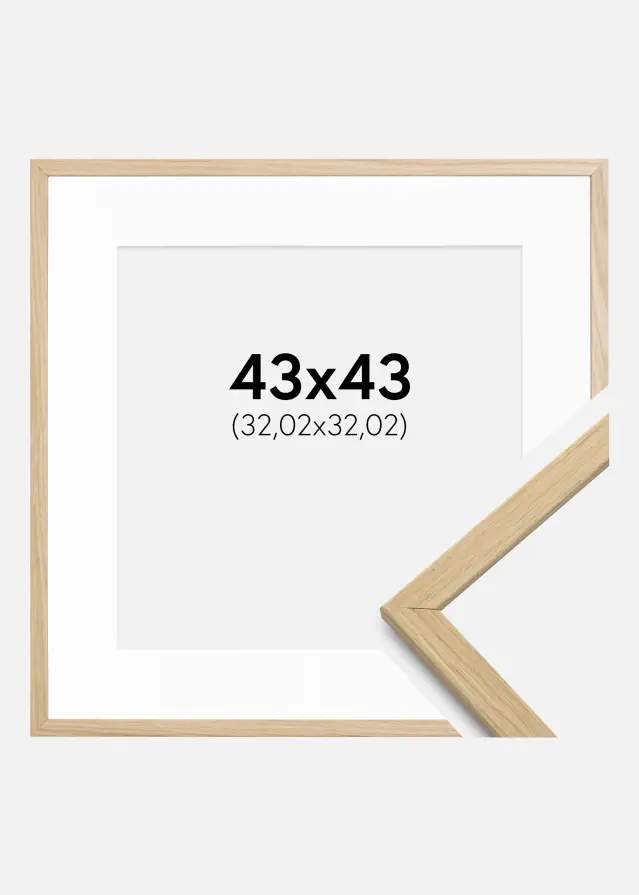 Ram med passepartou Frame Edsbyn Oak 43x43 cm - Mounts White 13x13 inches