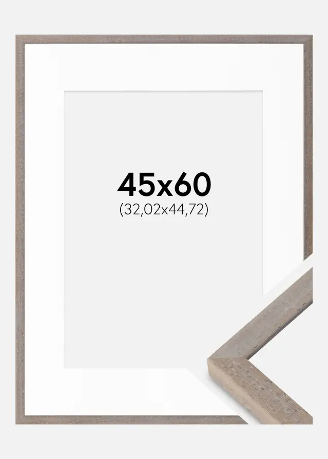 Ram med passepartou Frame Ares Gray 45x60 cm - Mounts White 13x18 inches