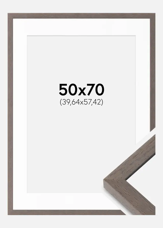 Ram med passepartou Frame Hermes Gray 50x70 cm - Mounts White 16x23 inches