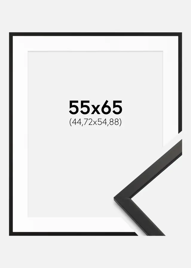 Ram med passepartou Frame Edsbyn Black 55x65 cm - Mounts White 18x22 inches