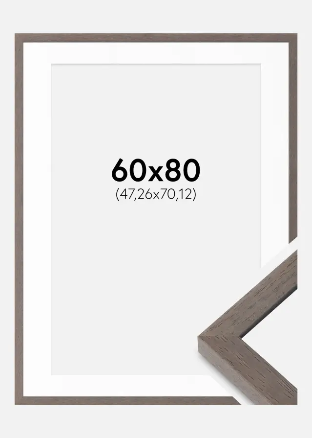 Ram med passepartou Frame Hermes Gray 60x80 cm - Mounts White 19x28 inches