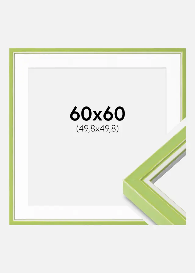 Ram med passepartou Frame Diana Light Green 60x60 cm - Mounts White 20x20 inches