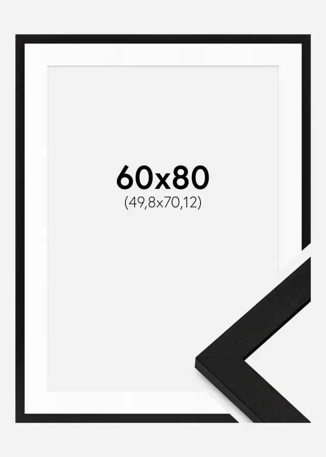 Ram med passepartou Frame BGA Classic Black 60x80 cm - Mounts White 20x28 inches