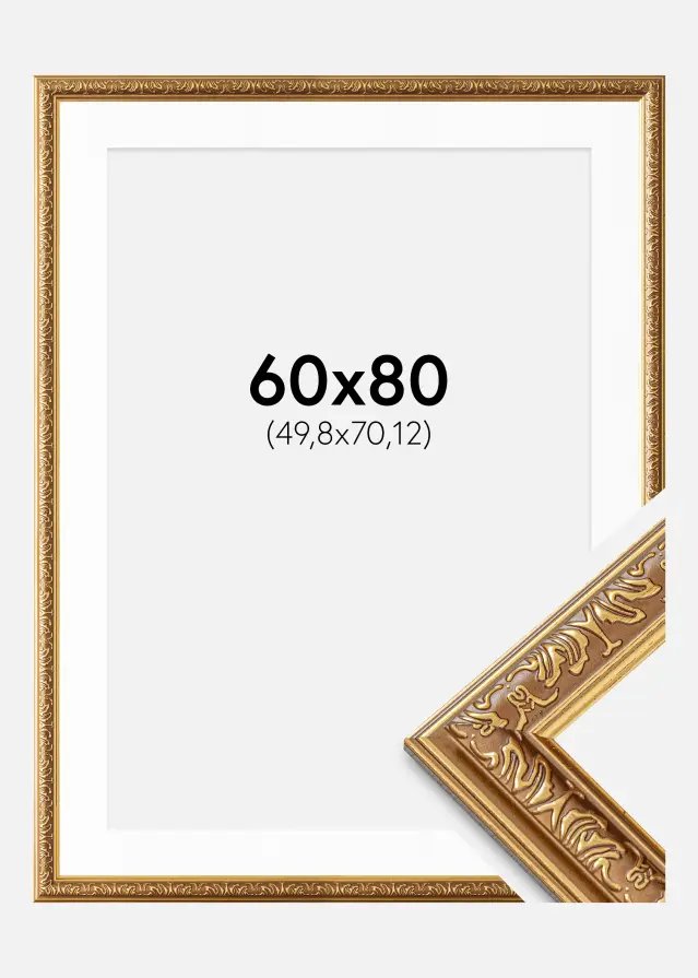 Ram med passepartou Frame Swirl Gold 60x80 cm - Mounts White 20x28 inches