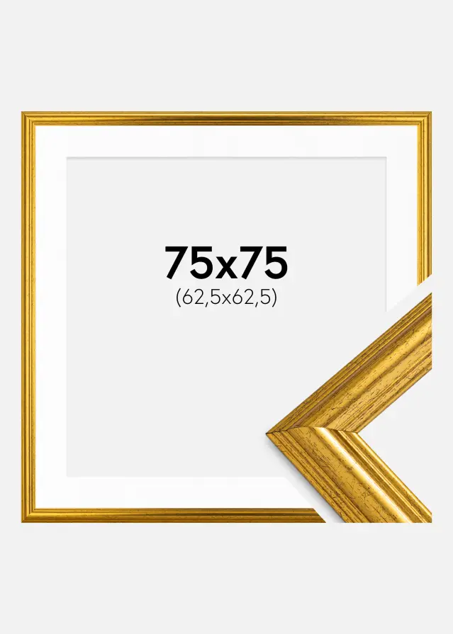 Ram med passepartou Frame Västkusten Gold 75x75 cm - Mounts White 25x25 inches