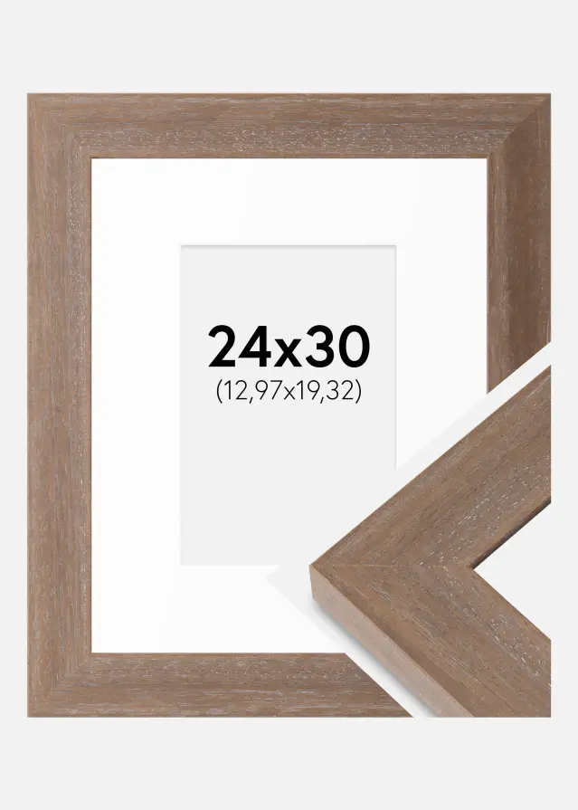 Ram med passepartou Frame Juno Gray 24x30 cm - Mounts White 5,5x8 inches