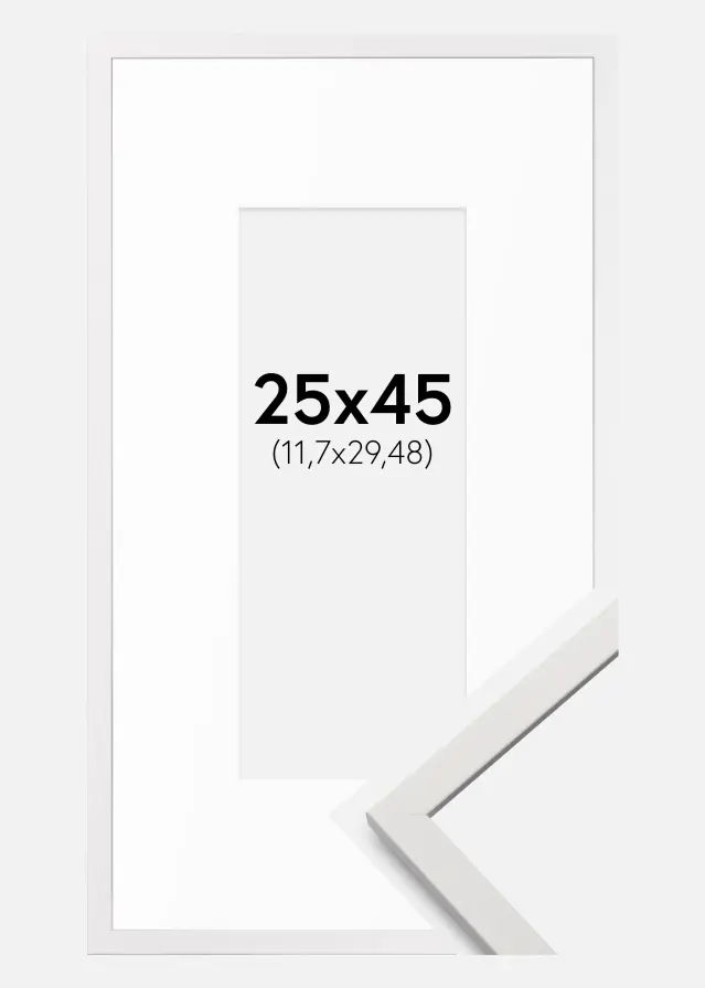 Ram med passepartou Frame Edsbyn White 25x45 cm - Mounts White 5x12 inches