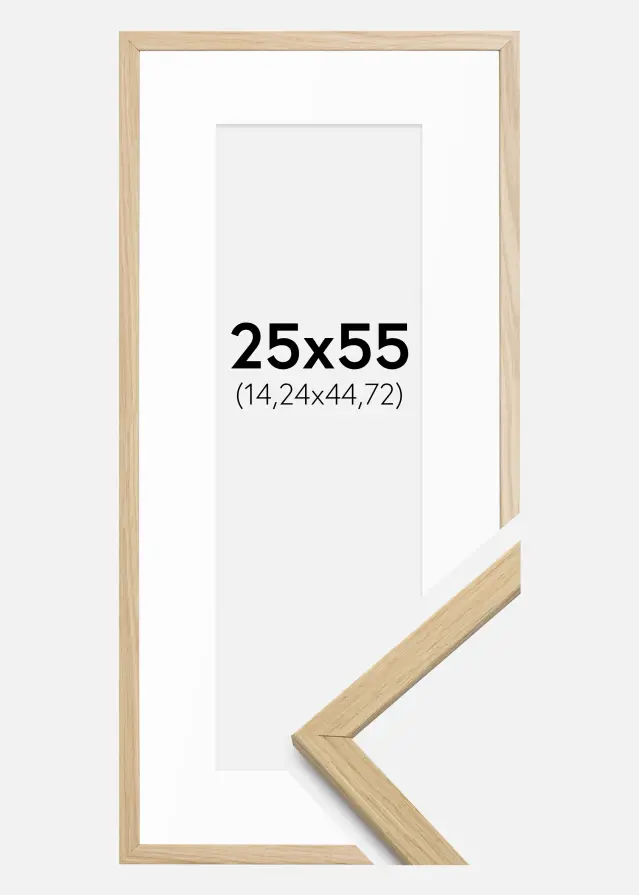 Ram med passepartou Frame Edsbyn Oak 25x55 cm - Mounts White 6x18 inches