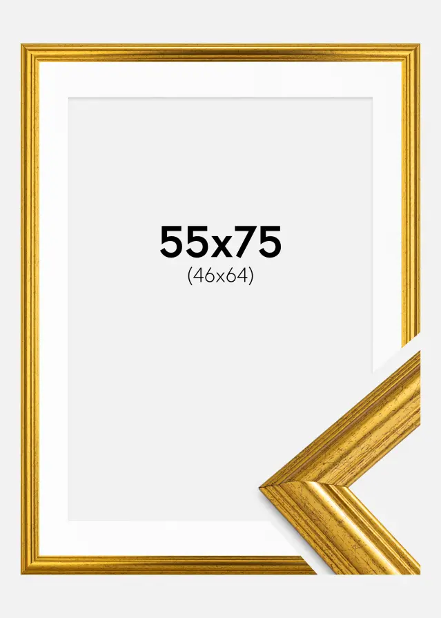 Ram med passepartou Frame Västkusten Gold 55x75 cm - Mounts White 47x65 cm