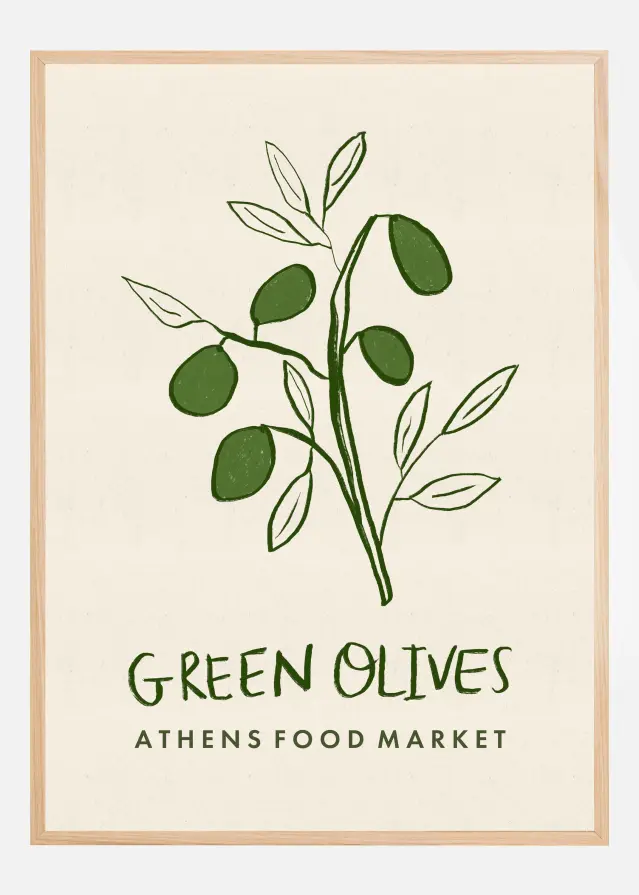 Bildverkstad Green Olives Athens Food Market Greece Poster