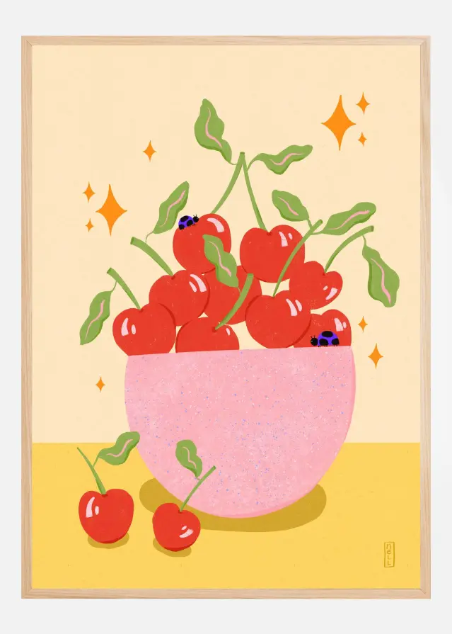 Bildverkstad Cherry Bowl Retro Kitchen Poster