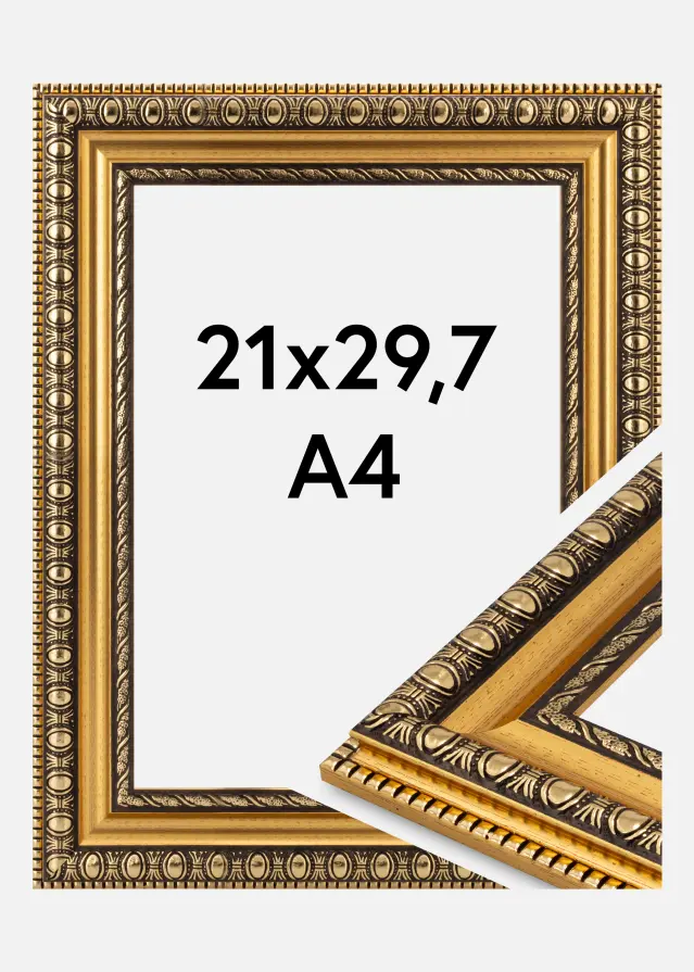 Jämtlands Ramfabrik Frame Ornato Acrylic Glass Gold 21x29.7 cm (A4)