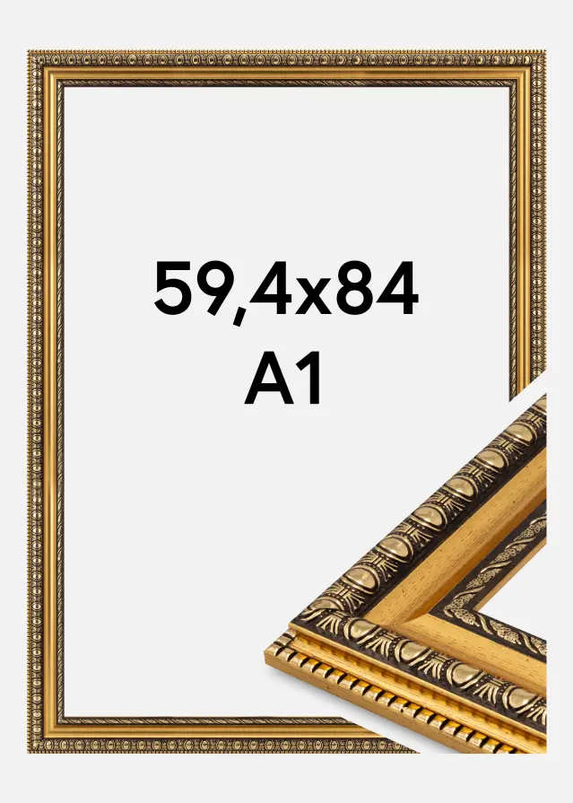 Jämtlands Ramfabrik Frame Ornato Acrylic Glass Gold 59.4x84 cm (A1)