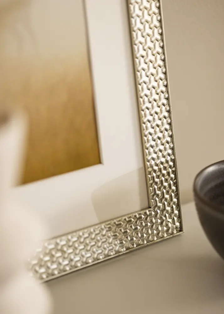 Ram med passepartou Frame Grace Silver 50x70 cm - Mounts White 15x23 inches