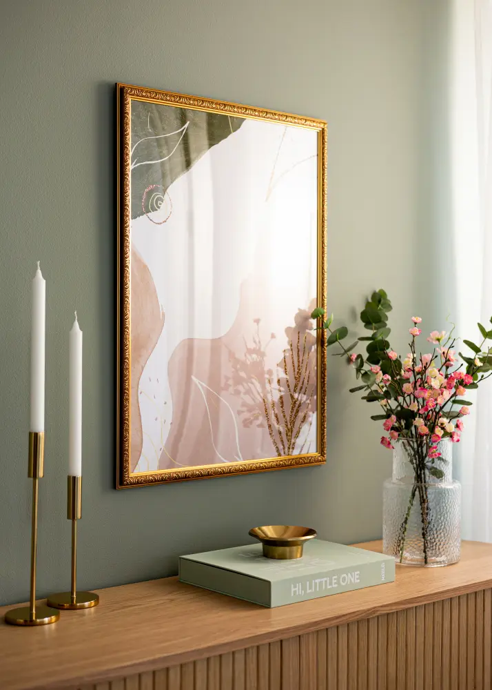 Ram med passepartou Frame Swirl Gold 40x50 cm - Mounts White 30x40 cm