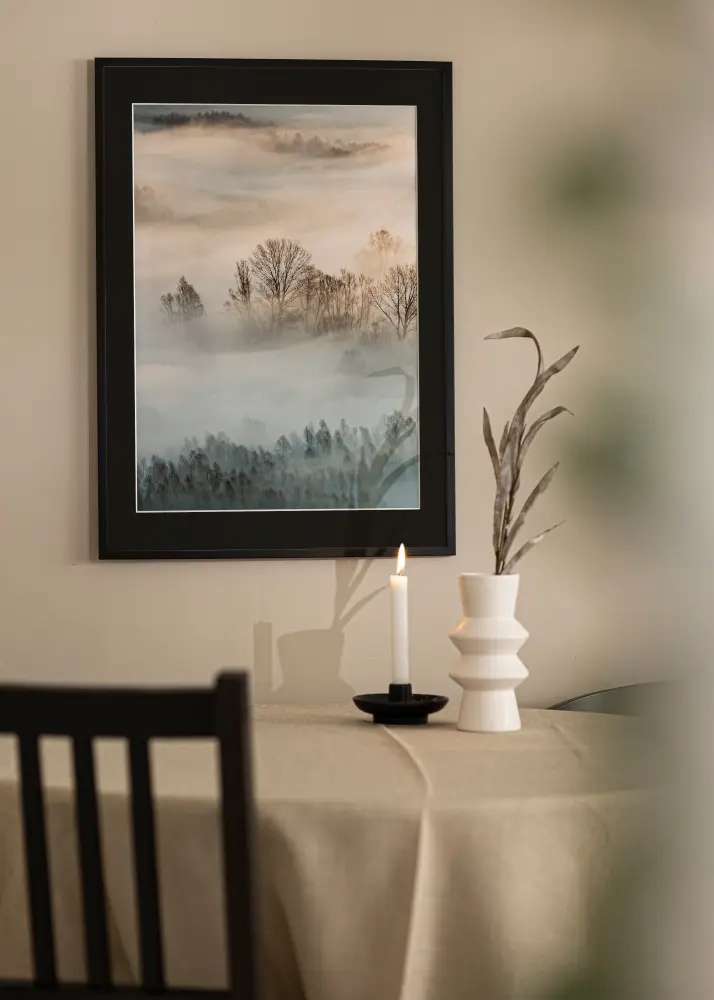 Ram med passepartou Frame Edsbyn Black 40x50 cm - Picture Mount Black 29.7x42 cm