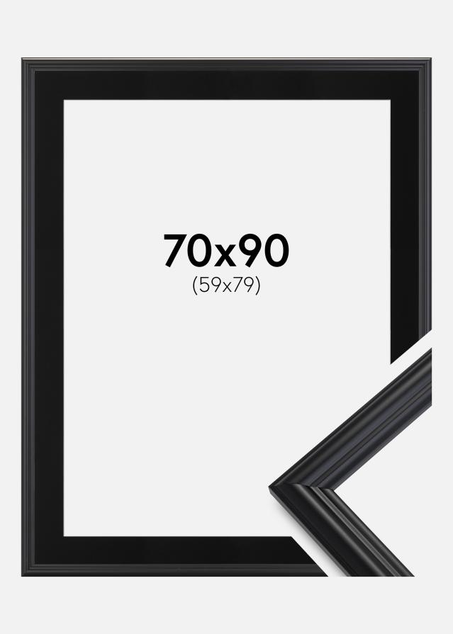 Ram med passepartou Frame Siljan Black 70x90 cm - Picture Mount Black 60x80 cm