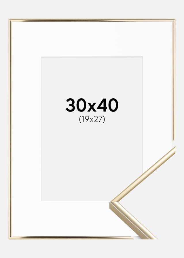 Ram med passepartou Frame Visby Shiny Gold 30x40 cm - Picture Mount White 20x28 cm
