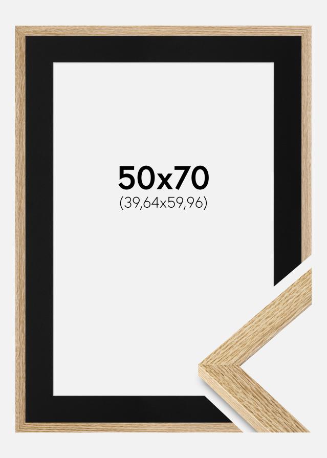 Ram med passepartou Frame Selection Oak 50x70 cm - Picture Mount Black 16x24 inches