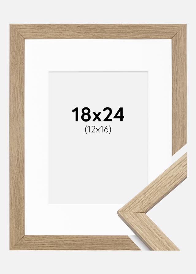 Ram med passepartou Frame Stilren Acrylic Glass Oak 18x24 cm - Picture Mount White 13x17 cm